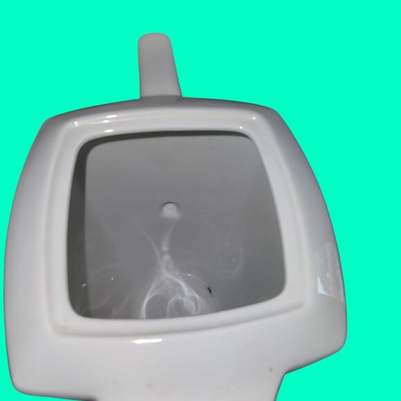 White Square Ceramic Modern Teapot/Coffee Pot 8.5" H with Lid - Picture 4 of 8